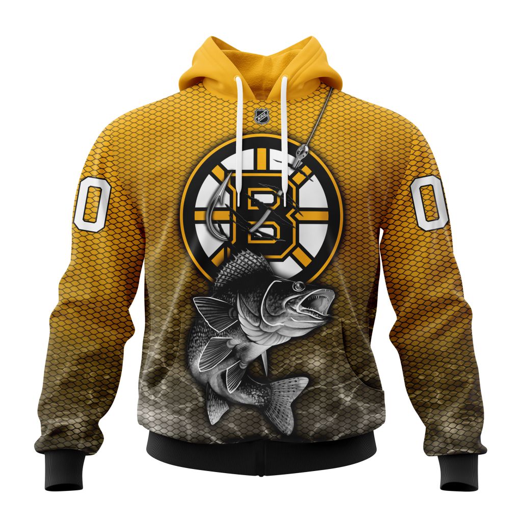 Personalized Nhl Boston Bruins Specialized Fishing Style Pullover Hoodie