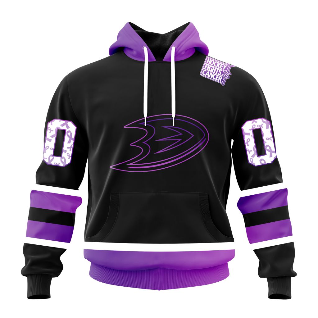 Personalized Nhl Anaheim Ducks Special Black Hockey Fights Cancer Pullover Hoodie
