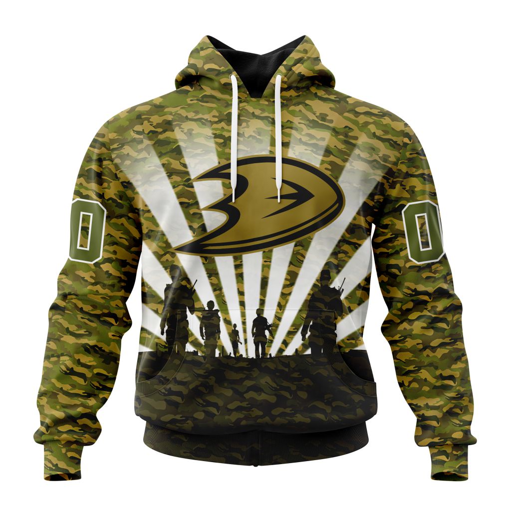 Personalized Nhl Anaheim Ducks Military Camo Kits For Veterans Day And Rememberance Day Pullover Hoodie