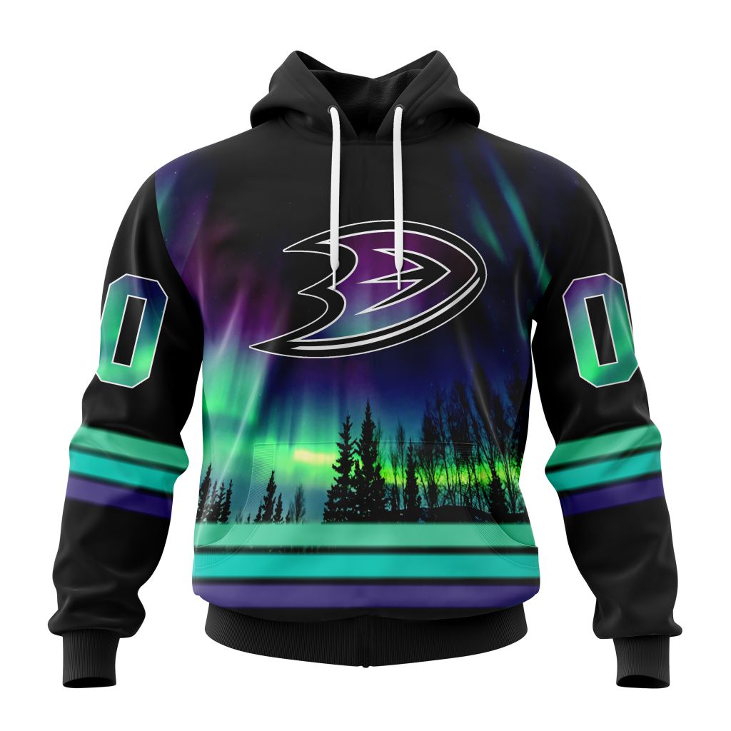 Personalized Nhl Anaheim Ducks Special Design With Northern Lights Pullover Hoodie