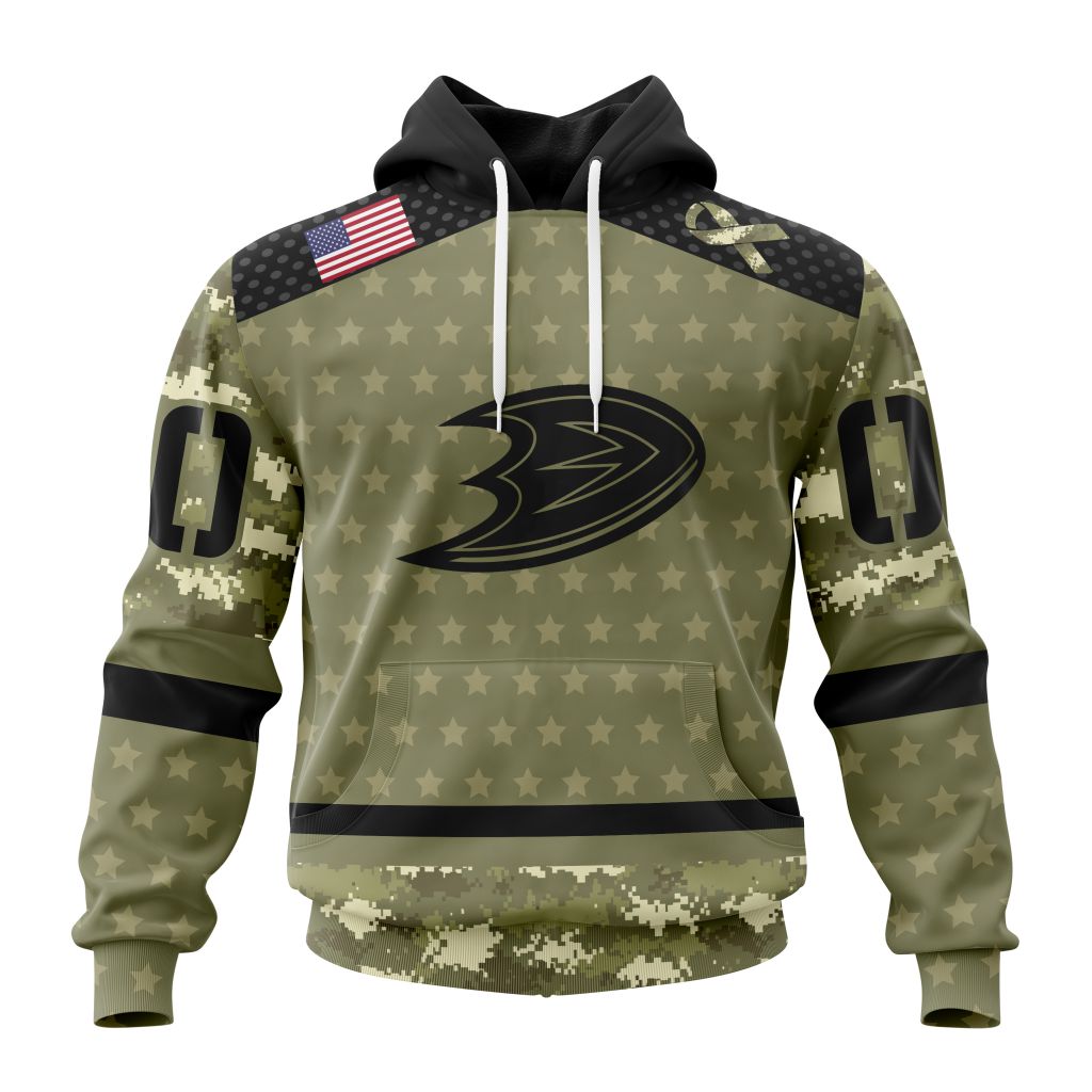 Personalized Nhl Anaheim Ducks Special Camo Military Appreciation Pullover Hoodie