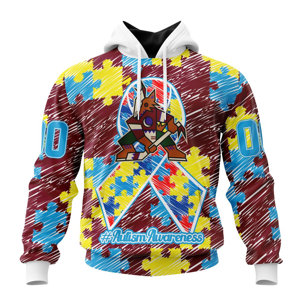 Personalized Nhl Arizona Coyotes Special Autism Awareness Month Pullover Hoodie