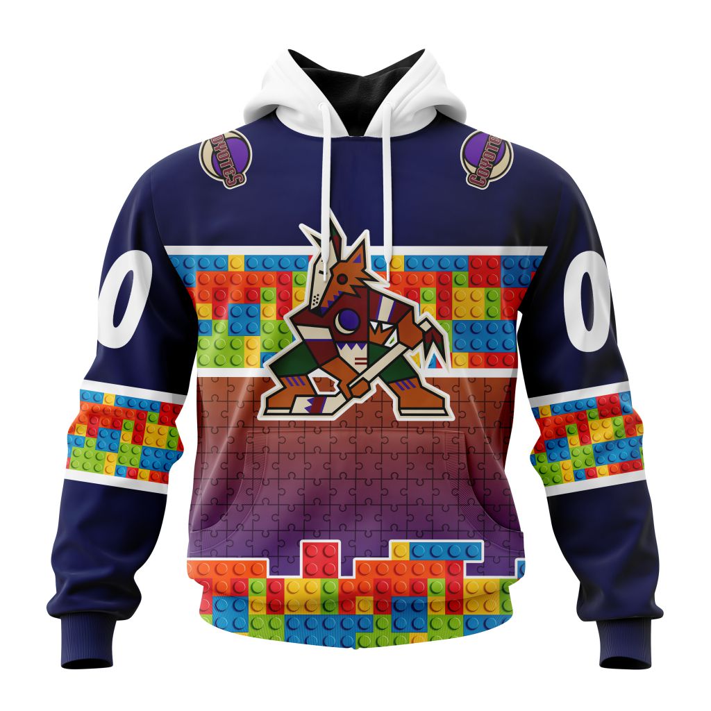 Personalized Nhl Arizona Coyotes Autism Awareness Design Hoodie
