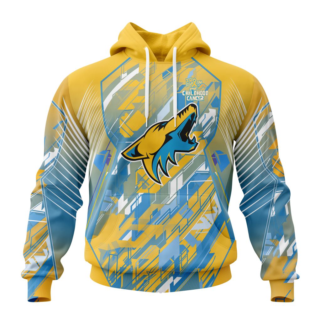 Personalized Nhl Arizona Coyotes Fearless Against Childhood Cancers Pullover Hoodie
