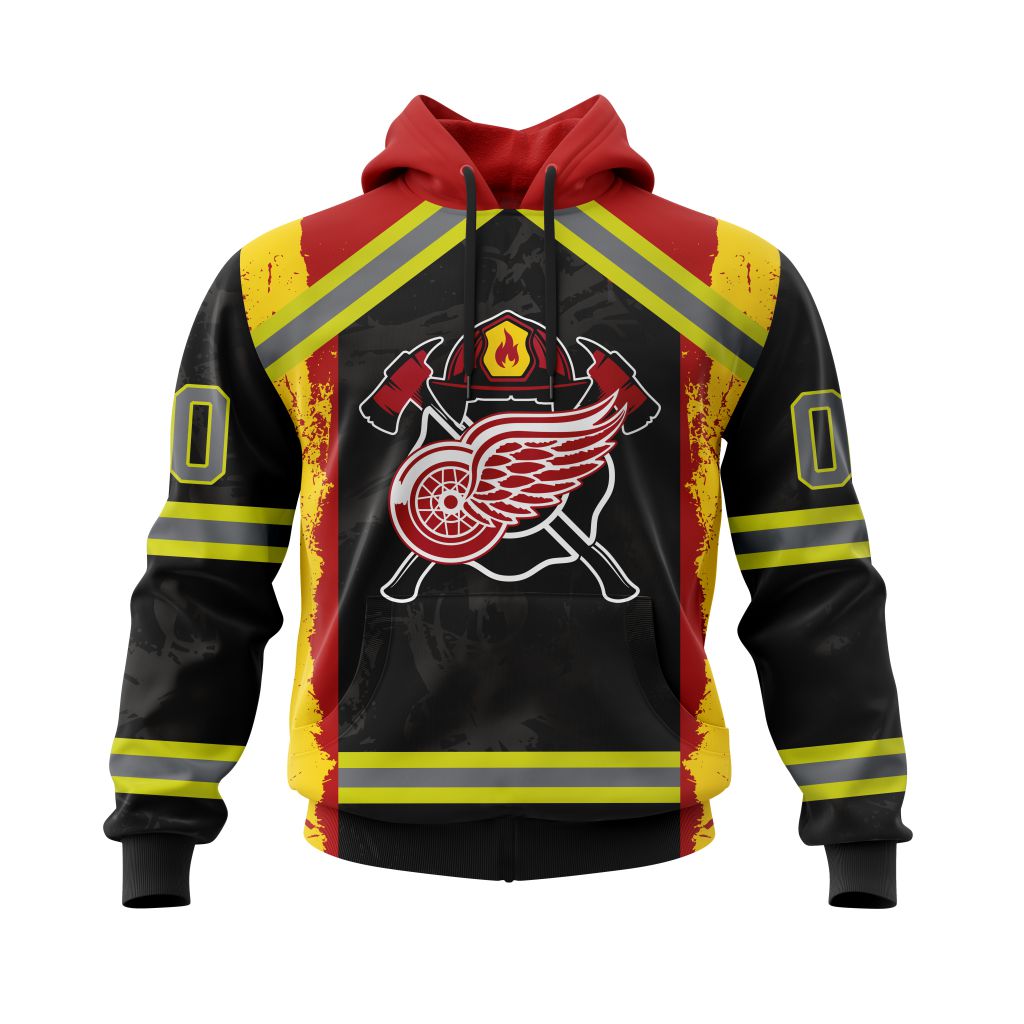 Personalized Detroit Red Wings Honor Firefighter Pullover Hoodie