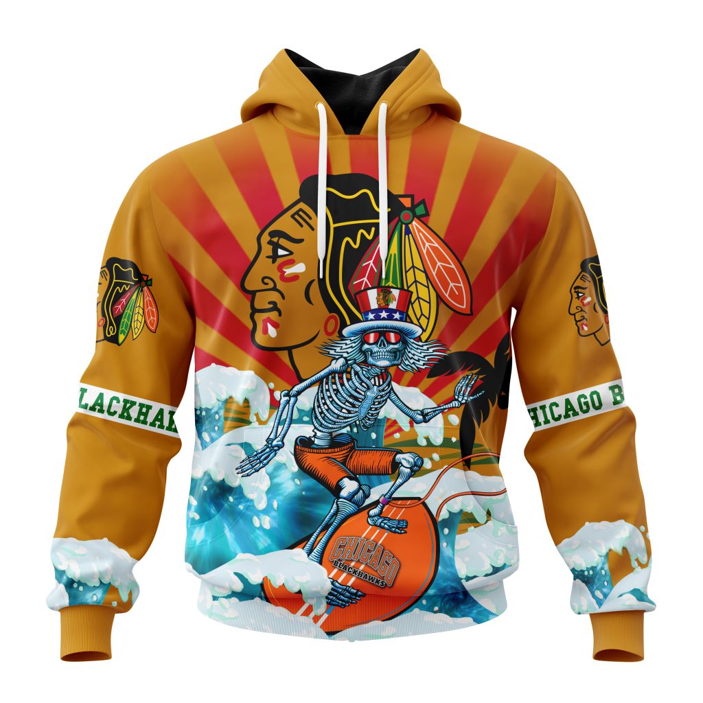 Nhl Chicago Blackhawks Specialized Kits For The Grateful Dead Pullover Hoodie