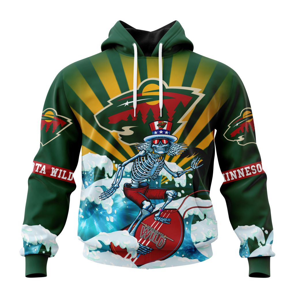 Nhl Minnesota Wild Specialized Kits For The Grateful Dead Pullover Hoodie