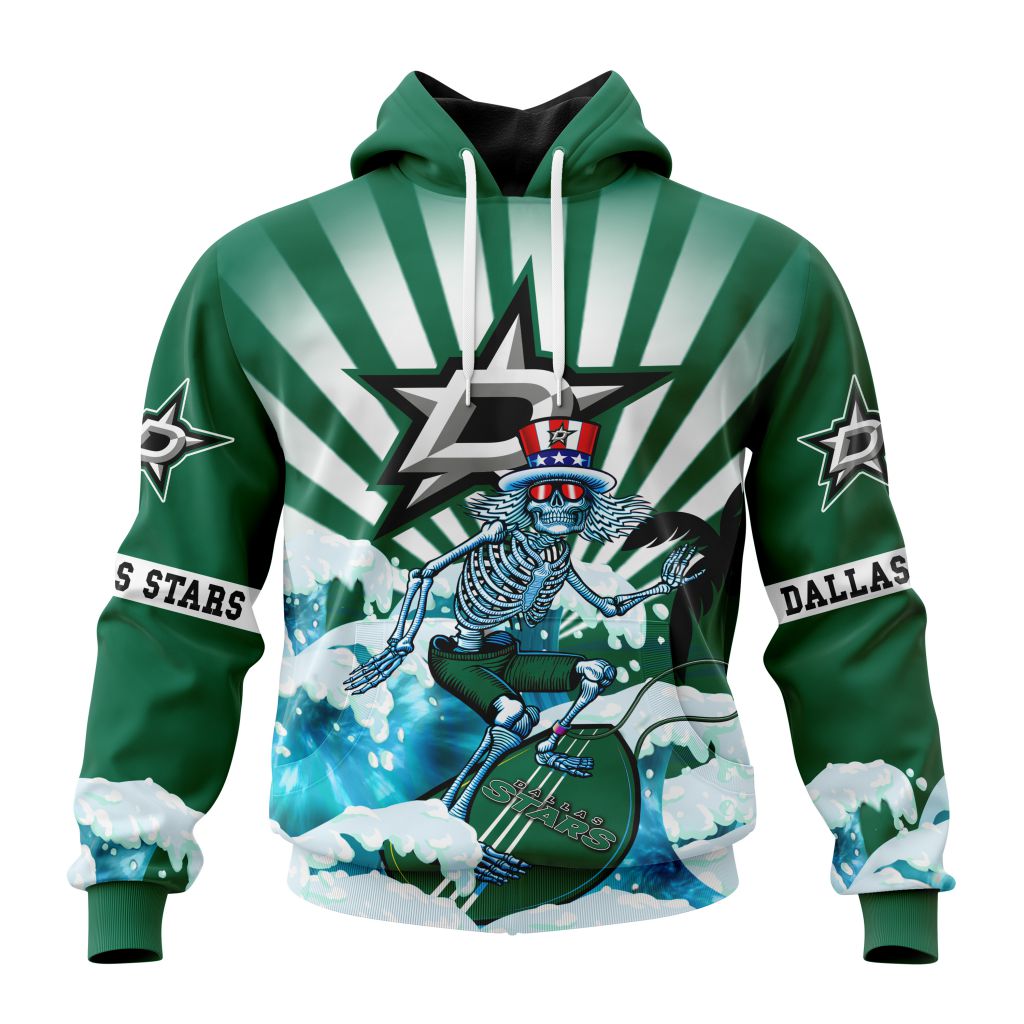 Nhl Dallas Stars Specialized Kits For The Grateful Dead Pullover Hoodie