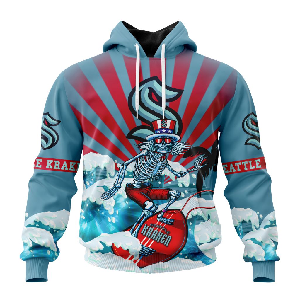Nhl Seattle Kraken Specialized Kits For The Grateful Dead Pullover Hoodie