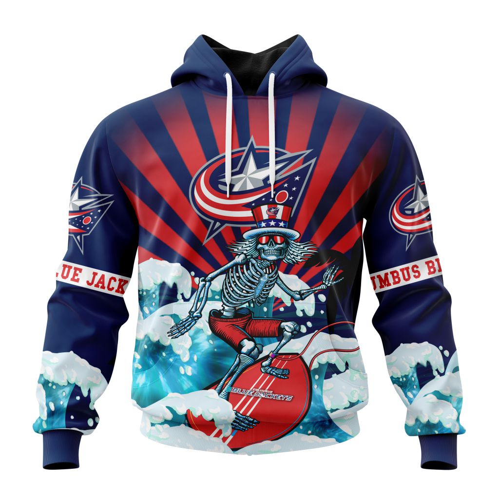 Nhl Columbus Blue Jackets Specialized Kits For The Grateful Dead Pullover Hoodie