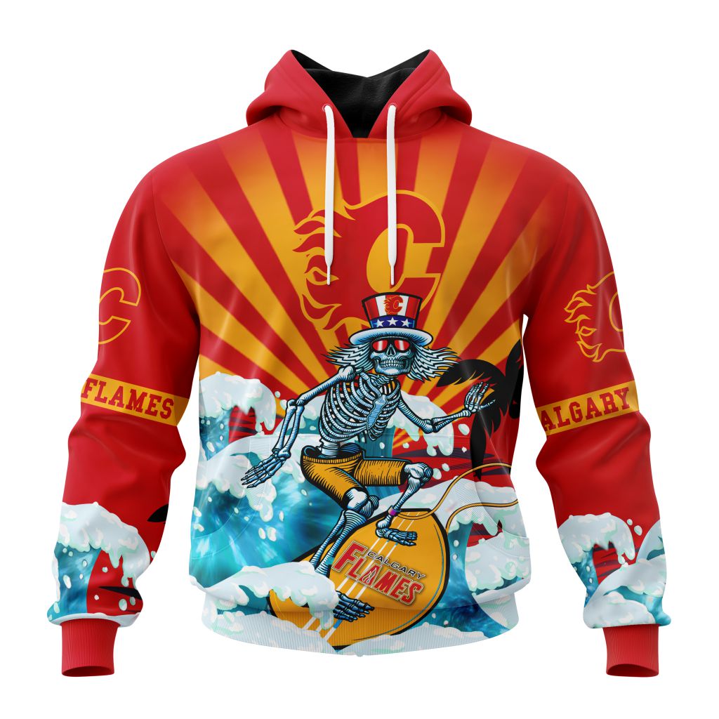 Nhl Calgary Flames Specialized Kits For The Grateful Dead Pullover Hoodie