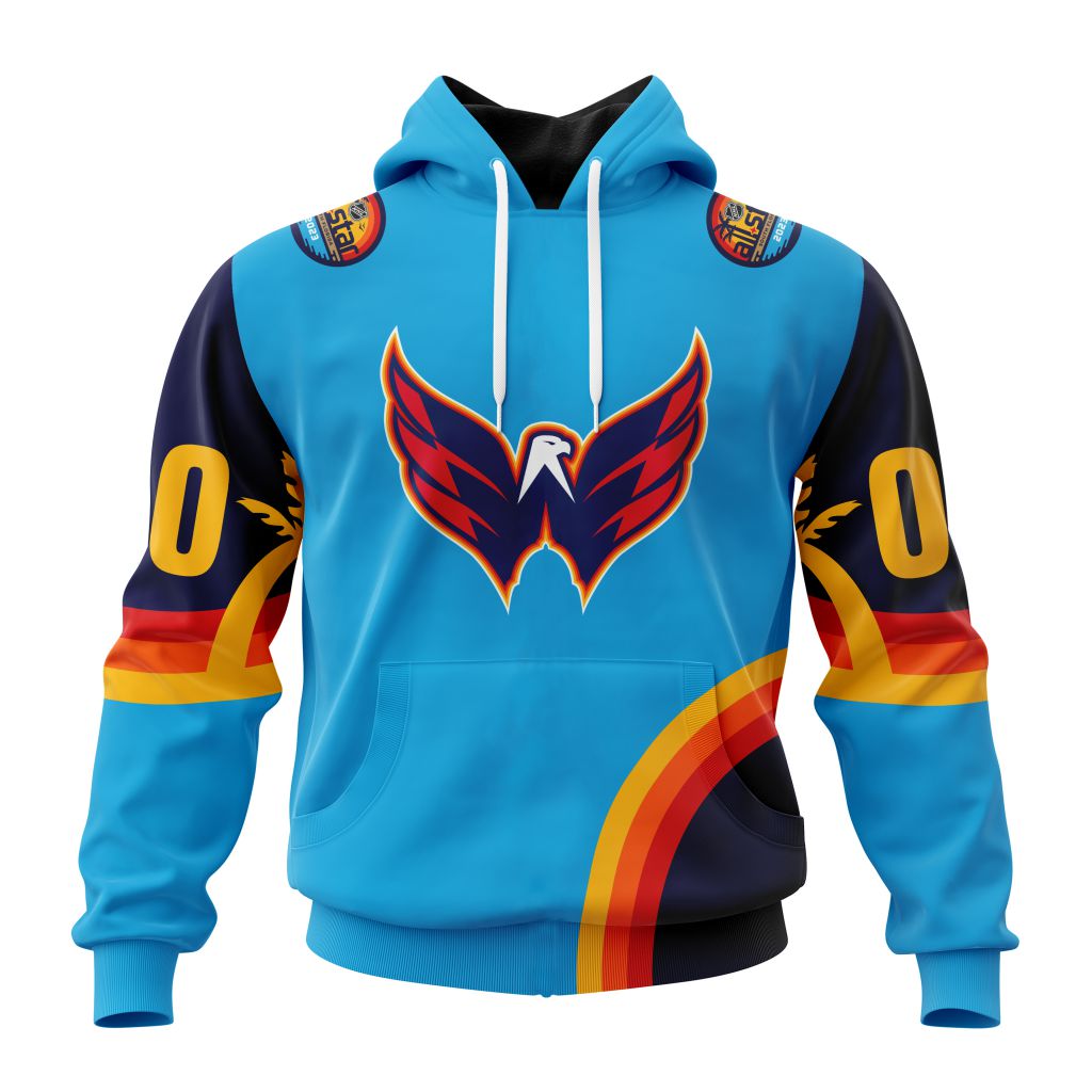 Custom Nhl Washington Capitals Special All-Star Game Atlantic Ocean Pullover Hoodie