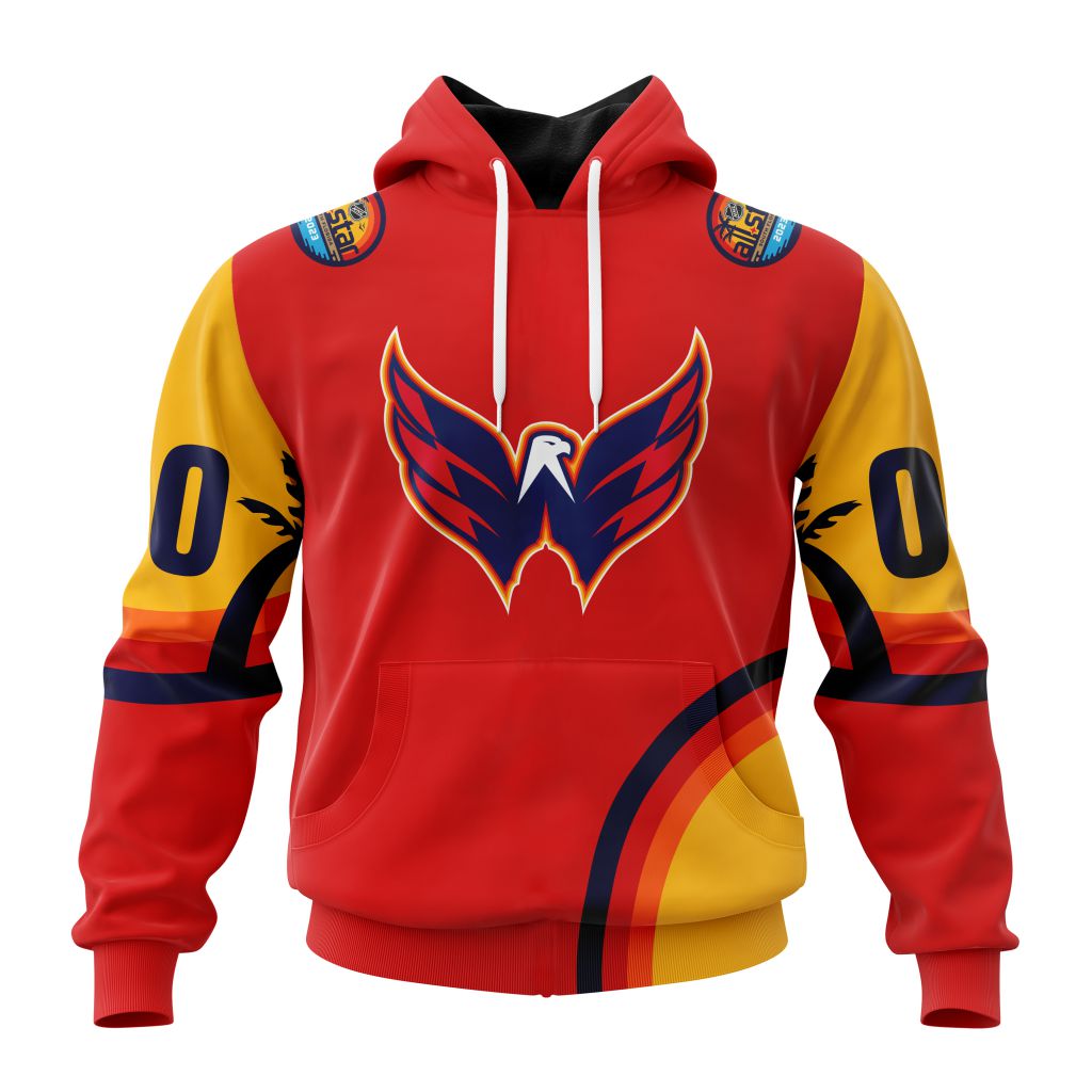 Custom Nhl Washington Capitals Special All-Star Game Florida Sunset Pullover Hoodie