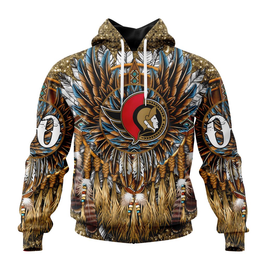 Customized Nhl Ottawa Senators Special Native Costume Design Pullover Hoodie