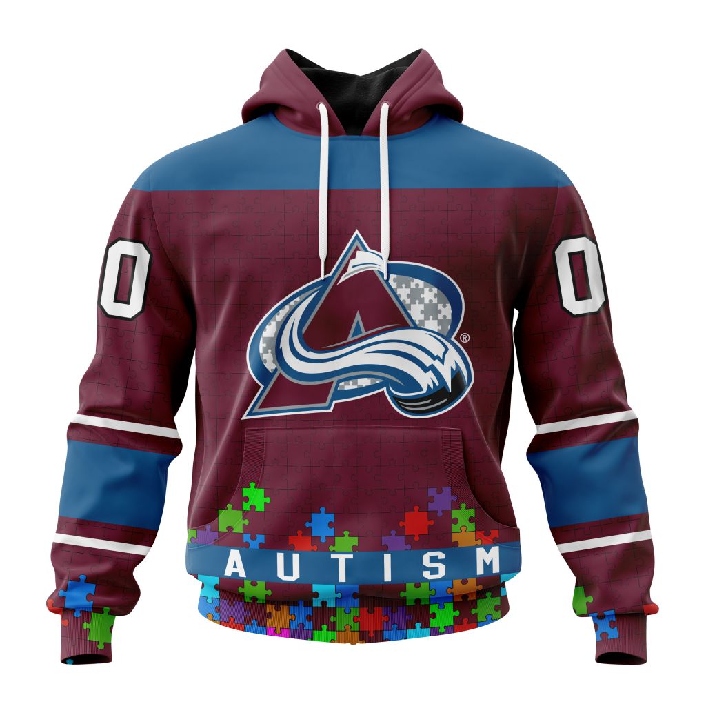 Customized Nhl Colorado Avalanche Hockey Fights Against Autism Pullover Hoodie