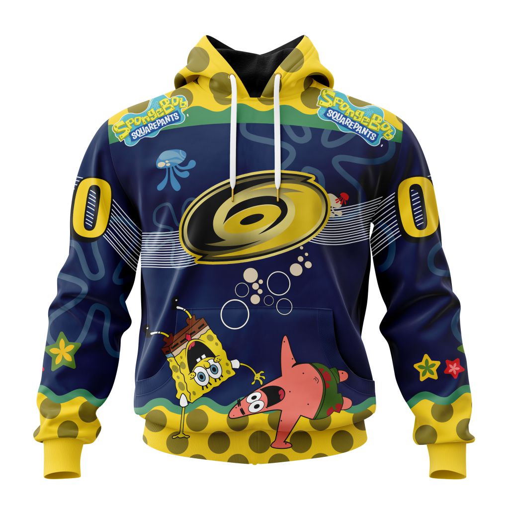 Customized Nhl Carolina Hurricanes Specialized Jersey With Spongebob Pullover Hoodie