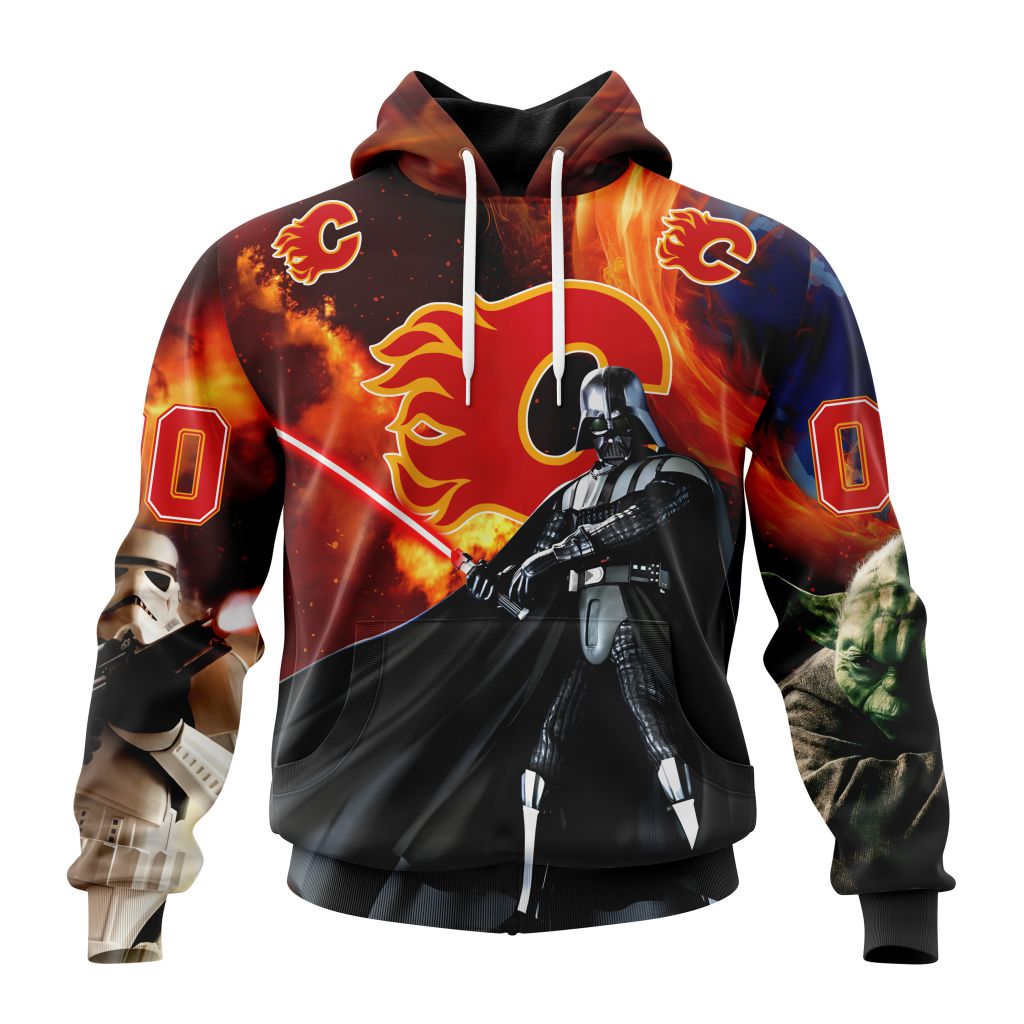 Customized Nhl Calgary Flames Specialized Darth Vader Star Wars Pullover Hoodie