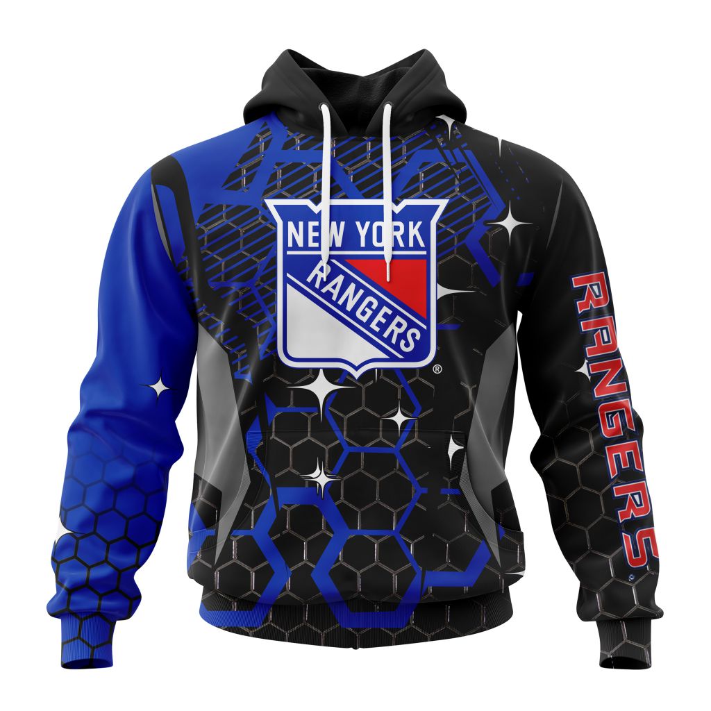 Customized Nhl New York Rangers Specialized Design With Motocross Style Pullover Hoodie