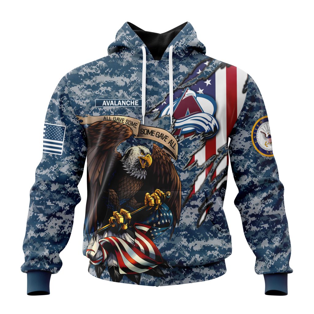 Customized Nhl Colorado Avalanche Honor Us Navy Veterans Pullover Hoodie
