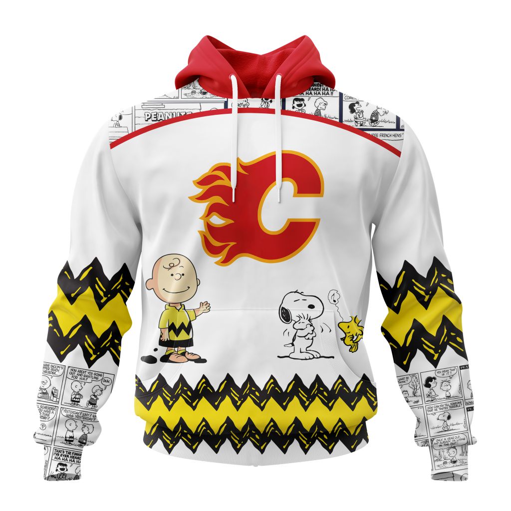 Customized Nhl Calgary Flames Special Snoopy Design Pullover Hoodie