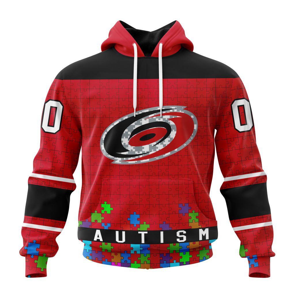 Customized Nhl Carolina Hurricanes Hockey Fights Against Autism Pullover Hoodie