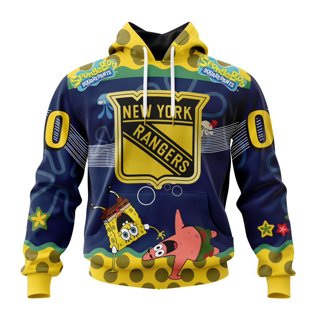 Customized Nhl New York Rangers Specialized Jersey With Spongebob Pullover Hoodie