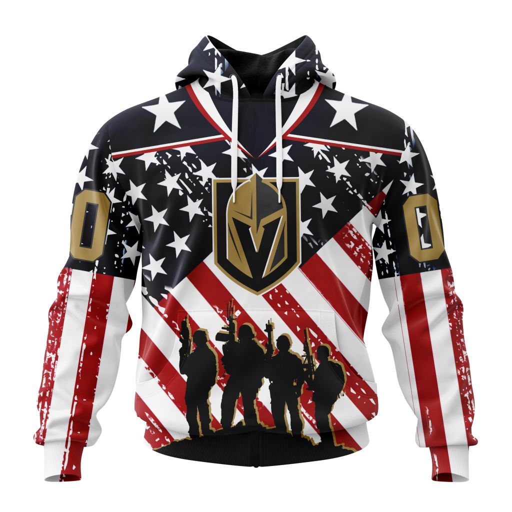 Custom Nhl Vegas Golden Knights Specialized Kits For Honor Us Military Pullover Hoodie
