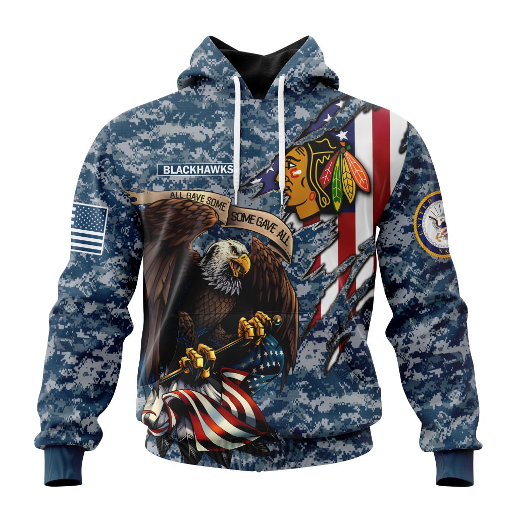 Customized Nhl Chicago Blackhawks Honor Us Navy Veterans Pullover Hoodie