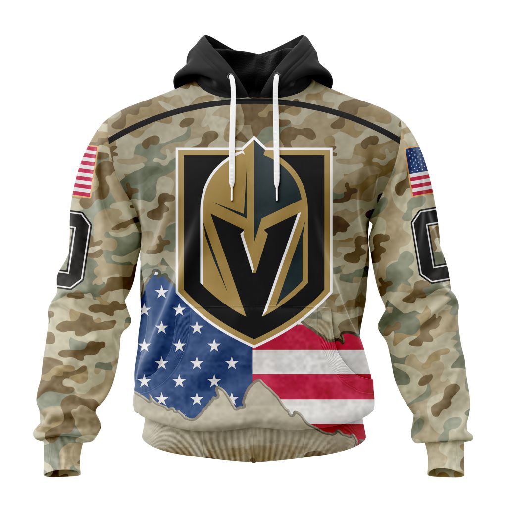 Custom Nhl Vegas Golden Knights Specialized Kits For United State With Camo Color Pullover Hoodie