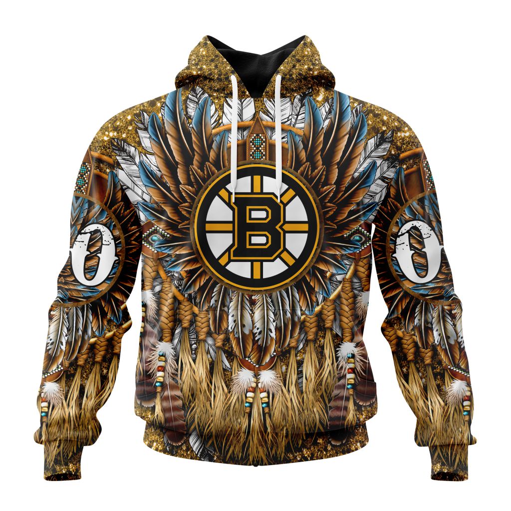 Customized Nhl Boston Bruins Special Native Costume Design Pullover Hoodie