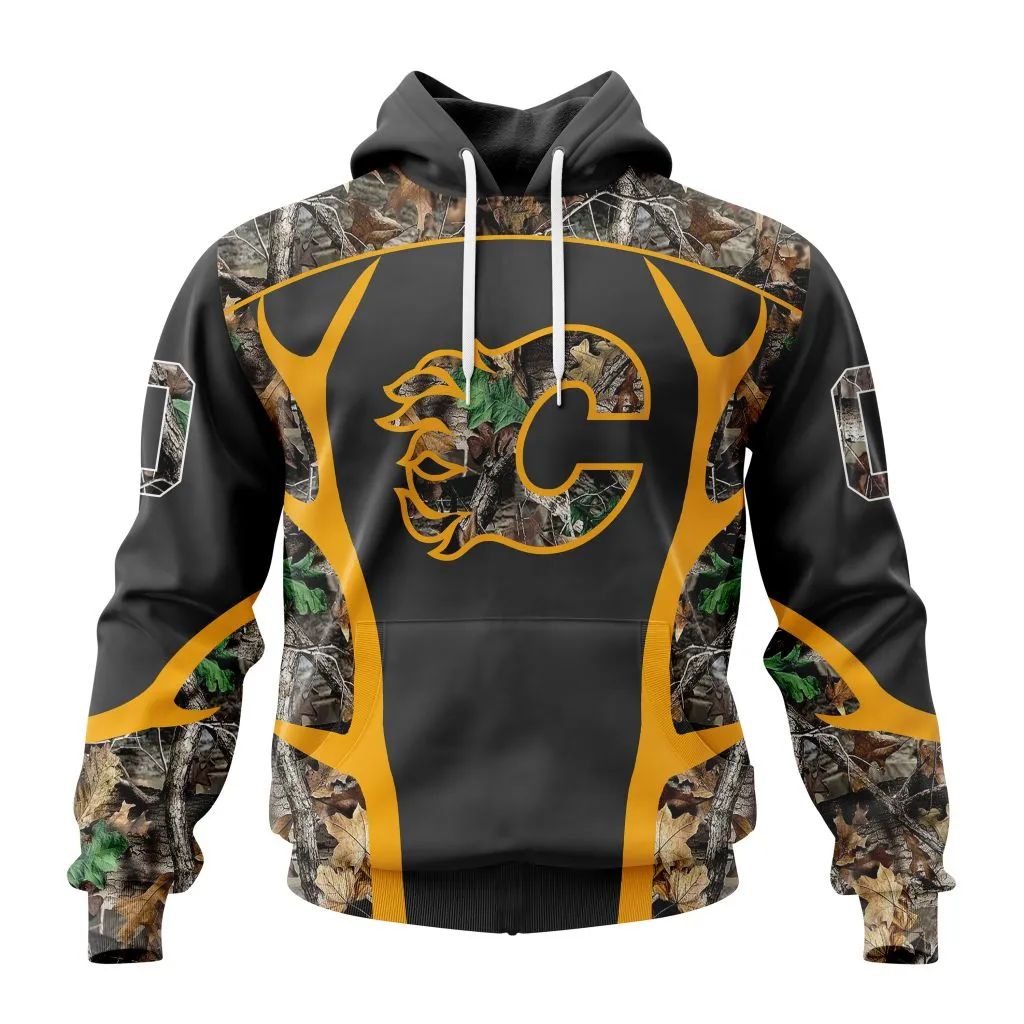 Customized Nhl Calgary Flames Special Camo Hunting Design Hoodie