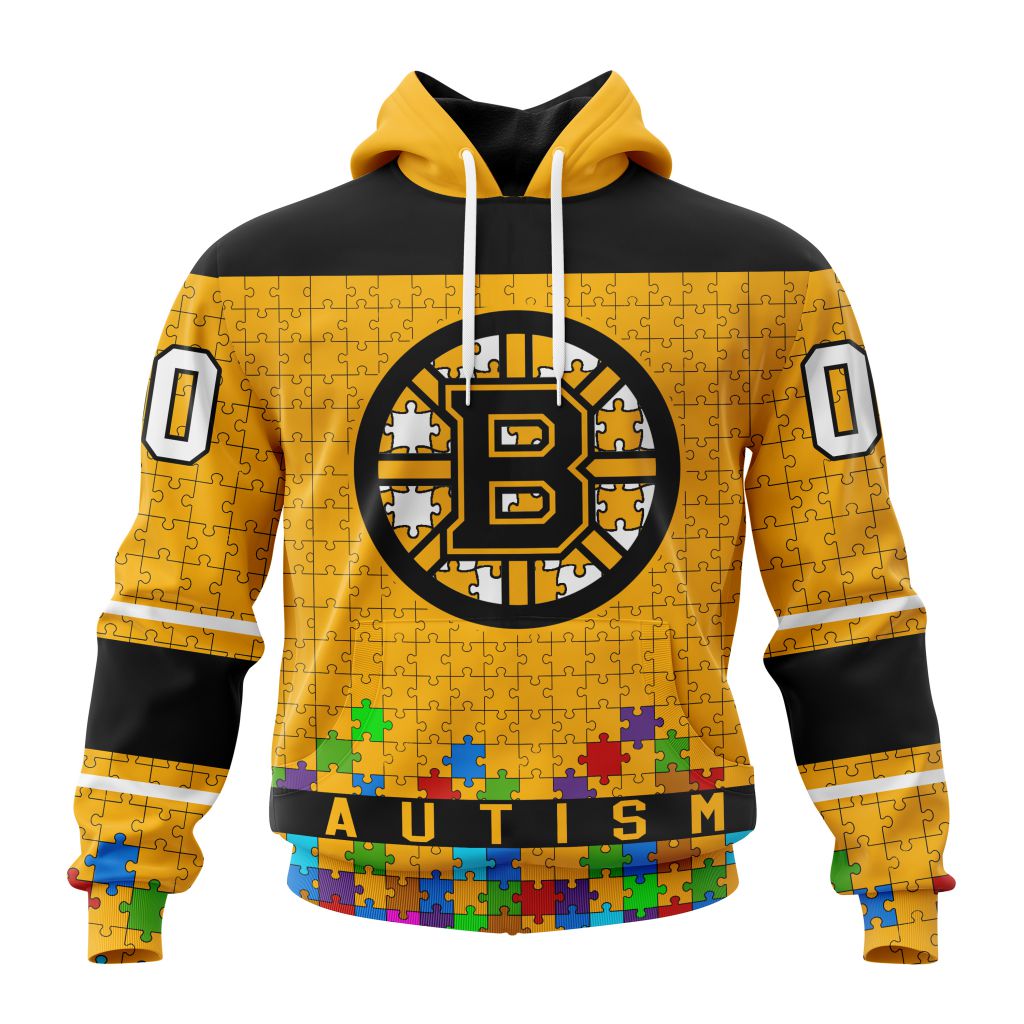 Customized Nhl Boston Bruins Hockey Fights Against Autism Pullover Hoodie