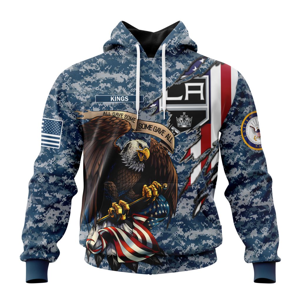 Customized Nhl Los Angeles Kings Honor Us Navy Veterans Pullover Hoodie