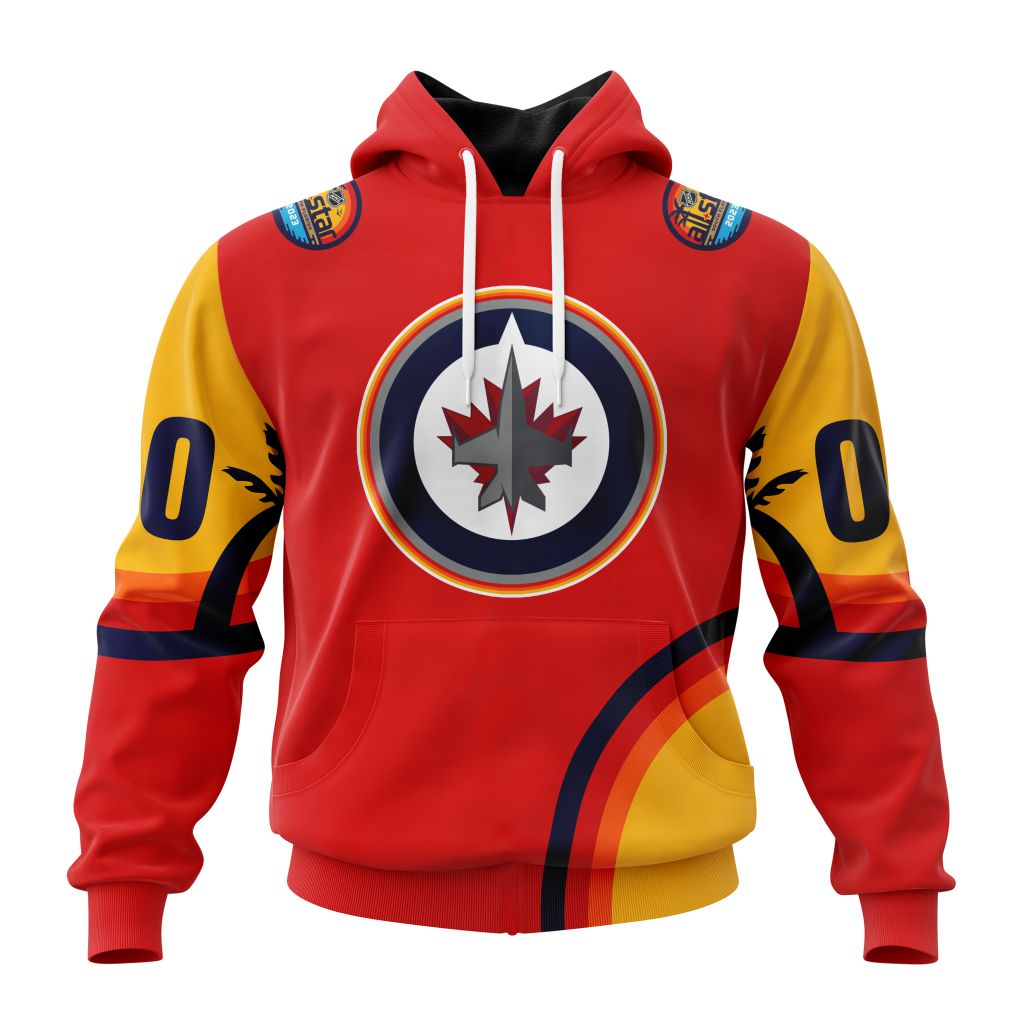 Custom Nhl Winnipeg Jets Special All-Star Game Florida Sunset Pullover Hoodie