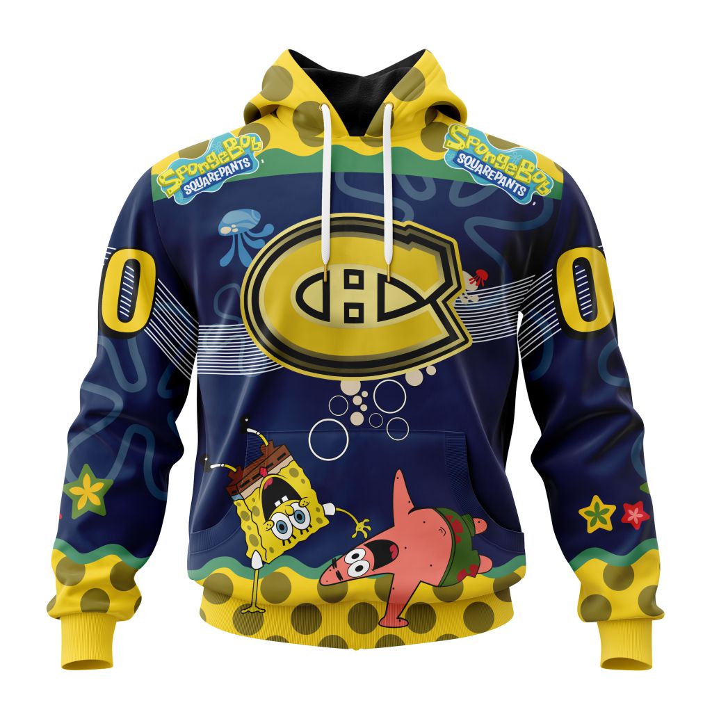Customized Nhl Montreal Canadiens Specialized Jersey With Spongebob Pullover Hoodie