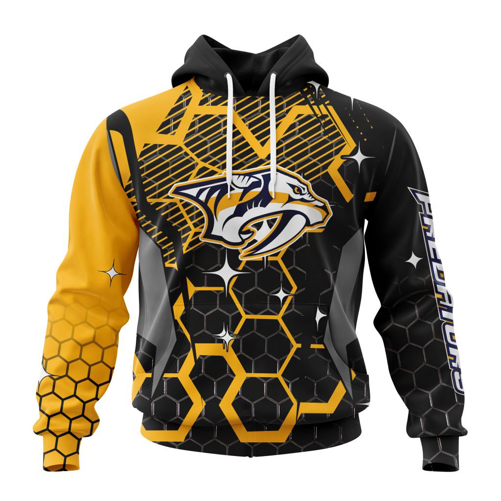 Customized Nhl Nashville Predators Specialized Design With Motocross Style Pullover Hoodie
