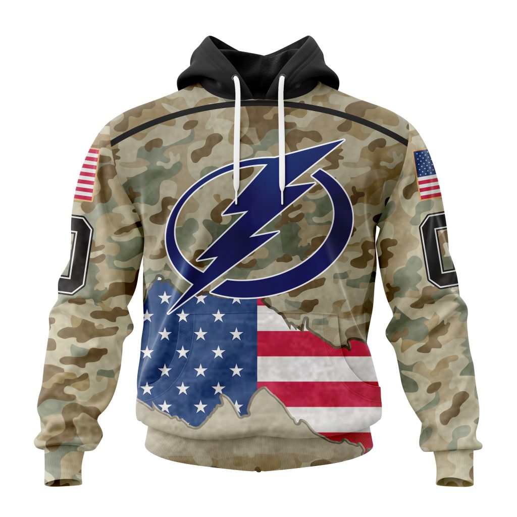 Custom Nhl Tampa Bay Lightning Specialized Kits For United State With Camo Color Pullover Hoodie