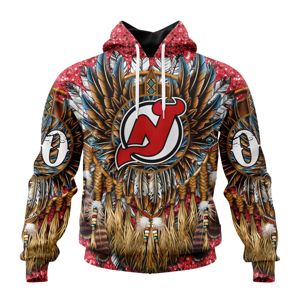 Customized Nhl New Jersey Devils Special Native Costume Design Pullover Hoodie