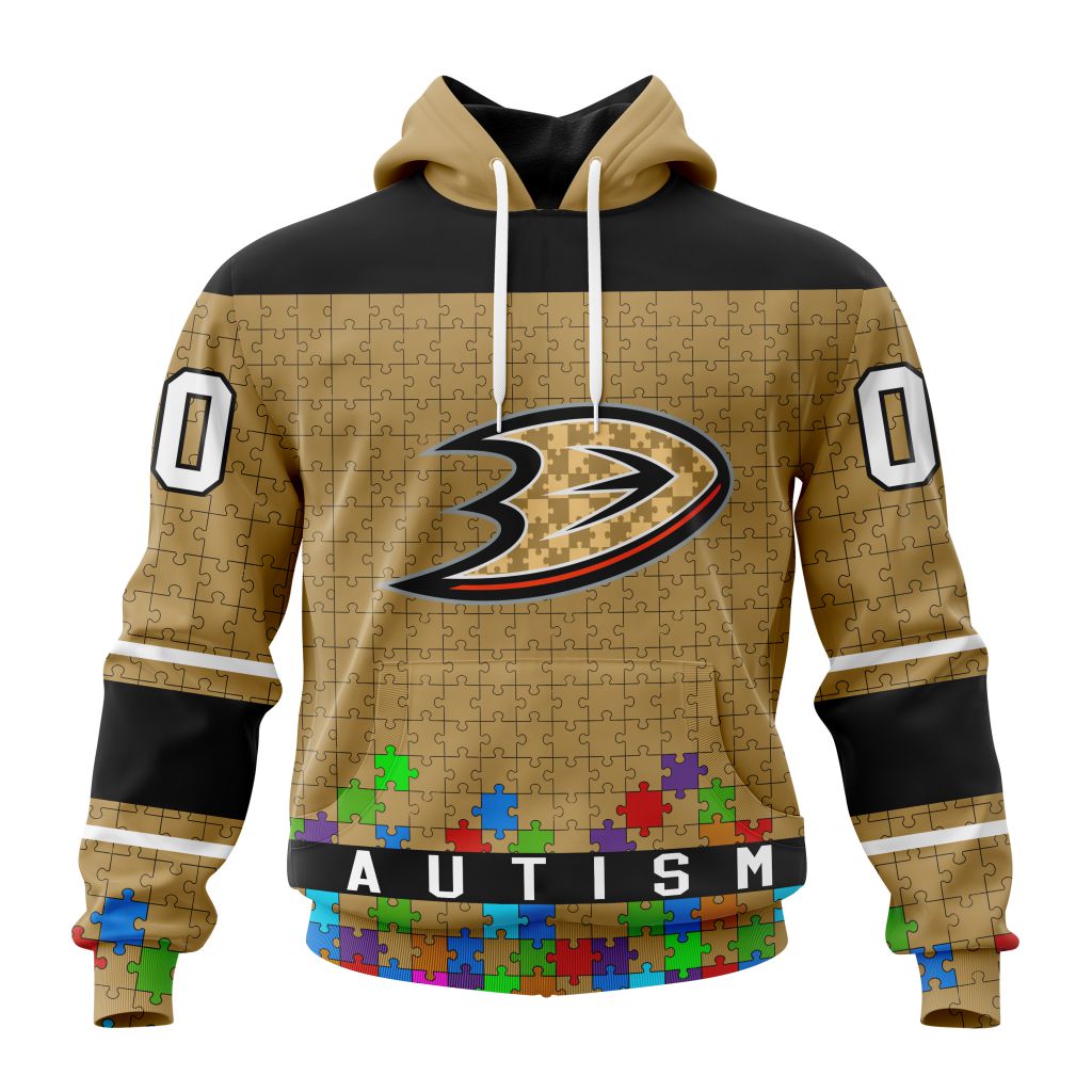 Customized Nhl Anaheim Ducks Hockey Fights Against Autism Pullover Hoodie