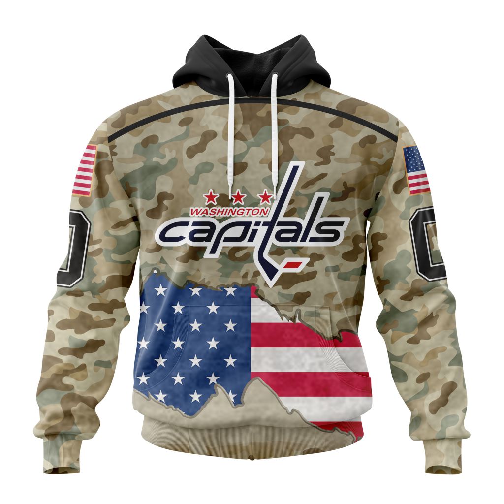 Custom Nhl Washington Capitals Specialized Kits For United State With Camo Color Pullover Hoodie