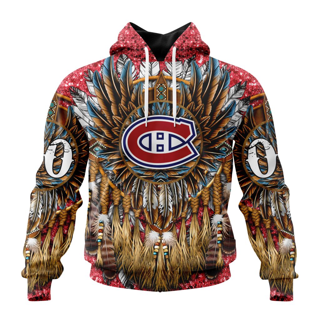 Customized Nhl Montreal Canadiens Special Native Costume Design Pullover Hoodie