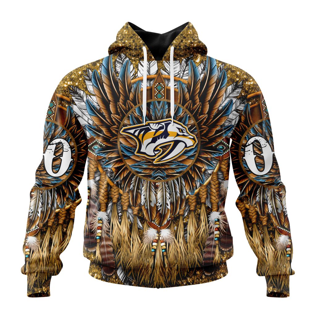 Customized Nhl Nashville Predators Special Native Costume Design Pullover Hoodie