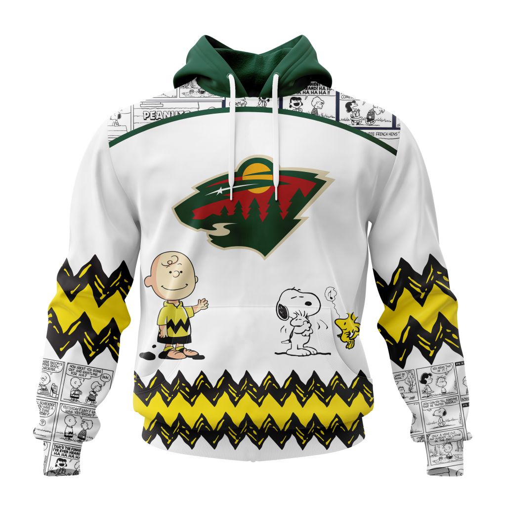 Customized Nhl Minnesota Wild Special Snoopy Design Pullover Hoodie