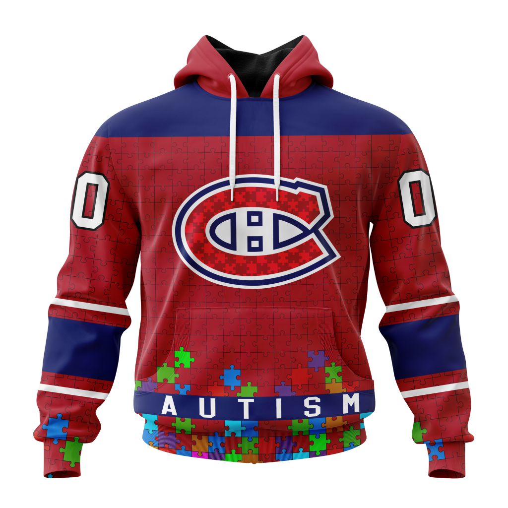 Customized Nhl Montreal Canadiens Hockey Fights Against Autism Pullover Hoodie