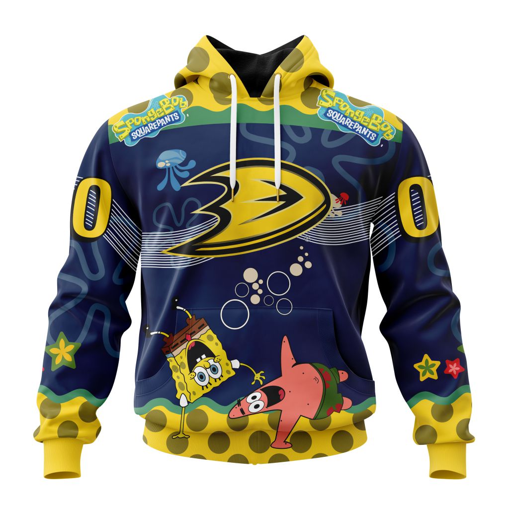 Customized Nhl Anaheim Ducks Specialized Jersey With Spongebob Pullover Hoodie