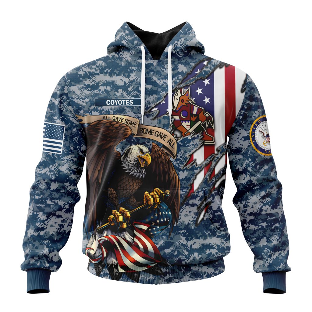Customized Nhl Arizona Coyotes Honor Us Navy Veterans Pullover Hoodie