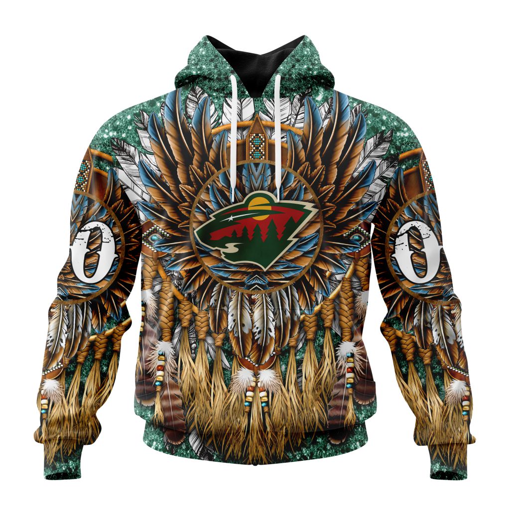 Customized Nhl Minnesota Wild Special Native Costume Design Pullover Hoodie