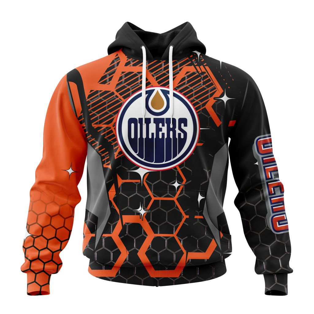 Customized Nhl Edmonton Oilers Specialized Design With Motocross Style Pullover Hoodie