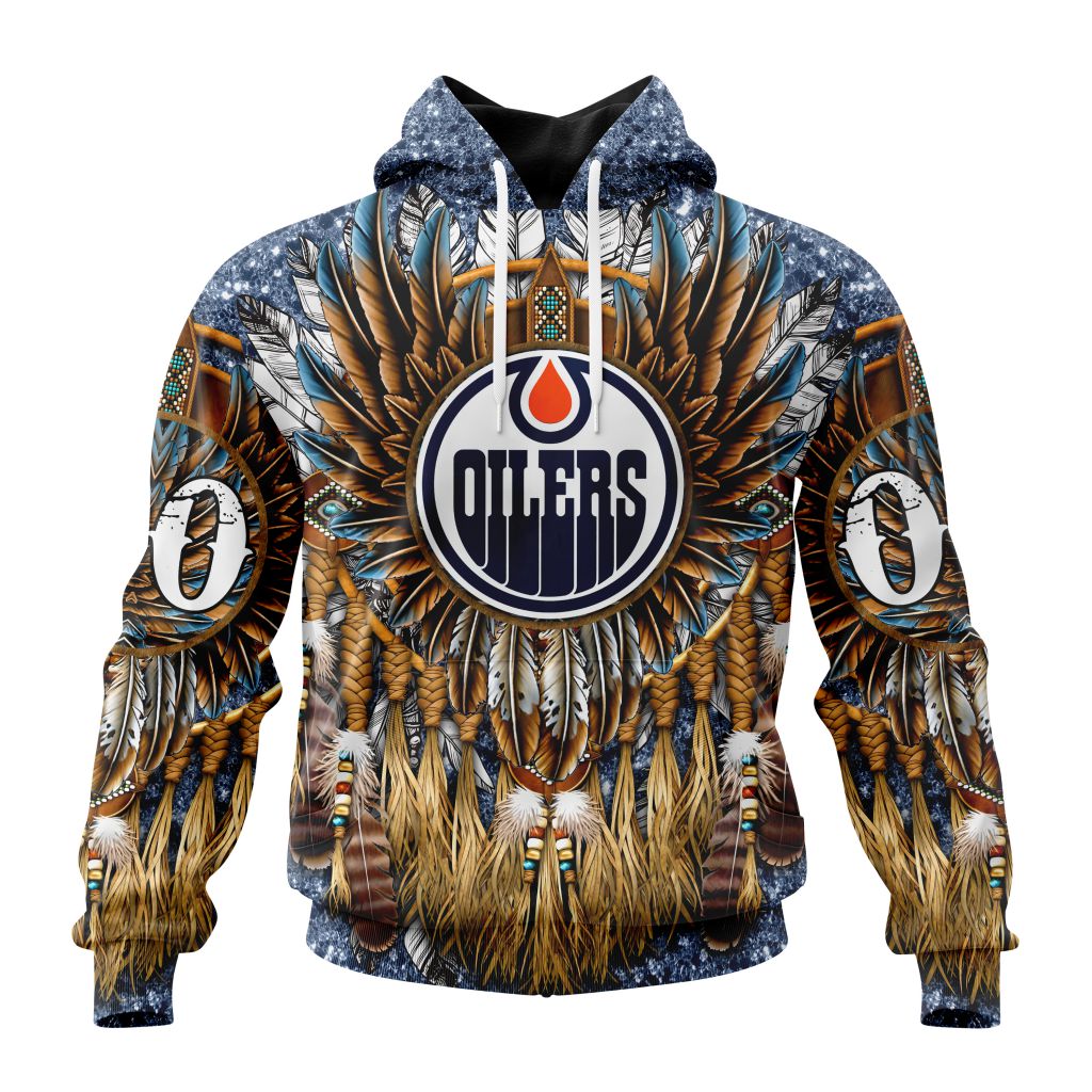 Customized Nhl Edmonton Oilers Special Native Costume Design Pullover Hoodie