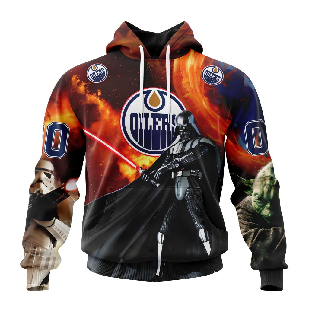 Customized Nhl Edmonton Oilers Specialized Darth Vader Star Wars Pullover Hoodie